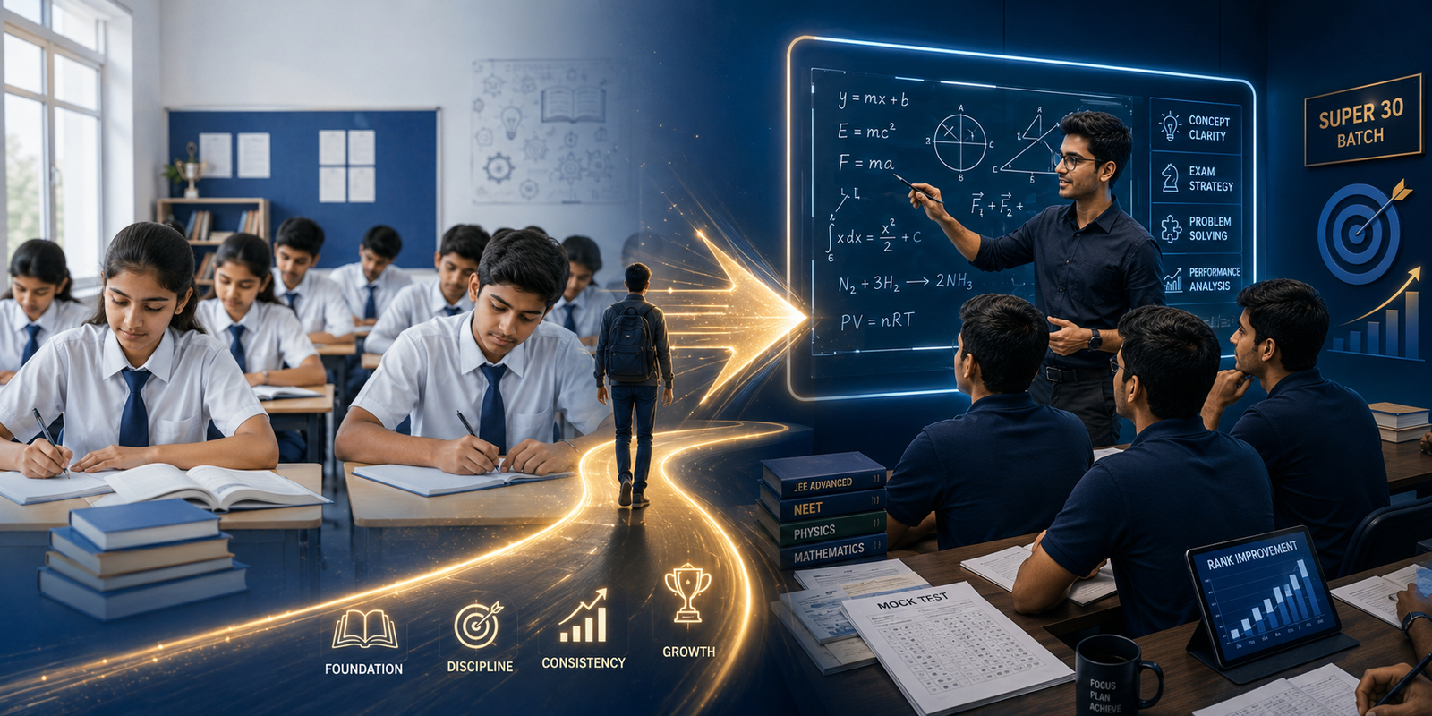 NMC Super 30 students from Bangalore's top schools competing for logical purity in a high-octane classroom environment