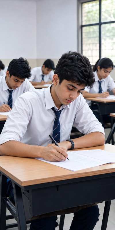Focused students appearing for the NMC Super 30 selection test