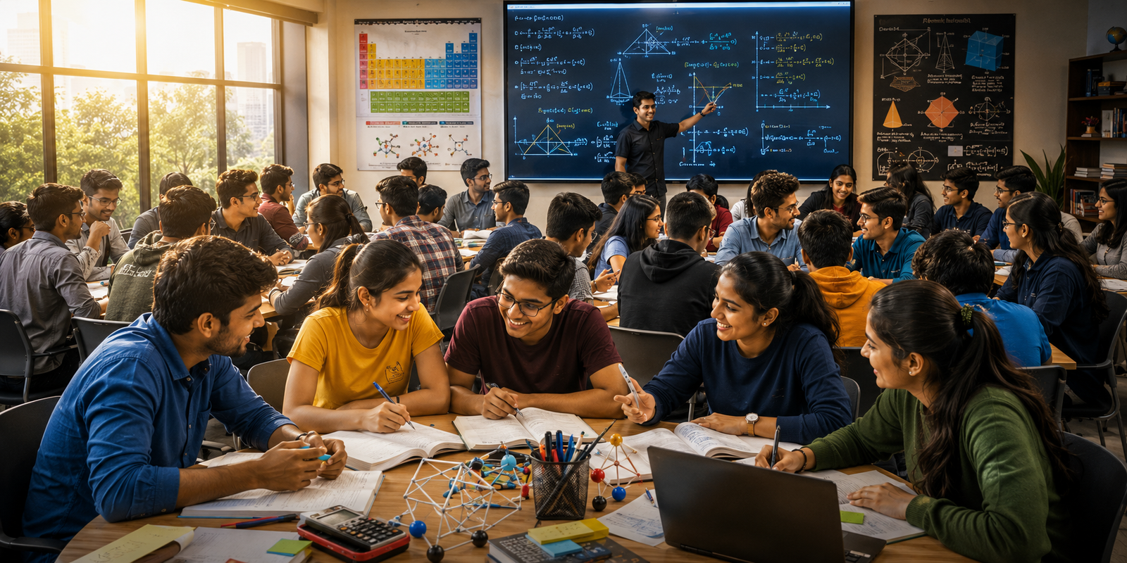 Super 30 students engaged in a high-speed Mathematics discussion